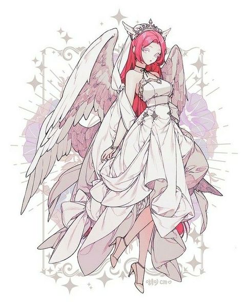 Angle Clothes Drawing, Fallen Angel Outfit Drawing, Angel Inspired Dress, Angel Clothes Drawing, Angel Outfit Drawing, Vtuber Illustration, Angel Oc Art, 판타지 아트, Ethereal Art