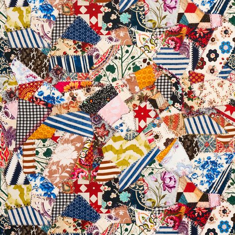 Hotch Potch Crazy Quilt - Document Fabrics | Schumacher Boston Wallpaper, Rooms With Color, Wall Upholstery, Ohio House, Italy Country, Stone Harbor, Quilt Square, Scale Design, Crazy Quilt