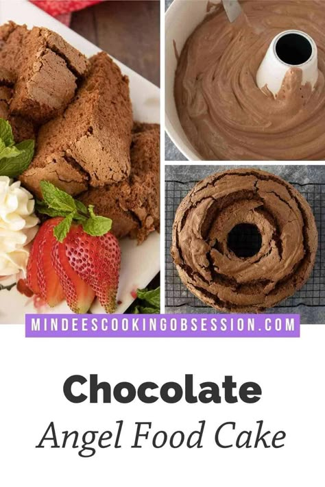 Angel Cake Recipes, Chocolate Angel Food Cake Mix Recipes, Chocolate Angel Food Cake Recipe, Recipes With Angel Food Cake, Angelfood Cake Desserts, Box Angel Food Cake Recipes, Angel Food Cake With Chocolate, Angel Food Cake From Scratch, Desserts From Scratch