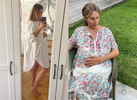 The French Woman’s Guide to Maternity Dressing | Vogue French Mom Style, Vintage Maternity Clothes, Maternity Silhouette, Postpartum Fashion, Summer Maternity Fashion, Vintage Maternity, Maternity Clothes Summer, Preggo Fashion, Maternity Chic