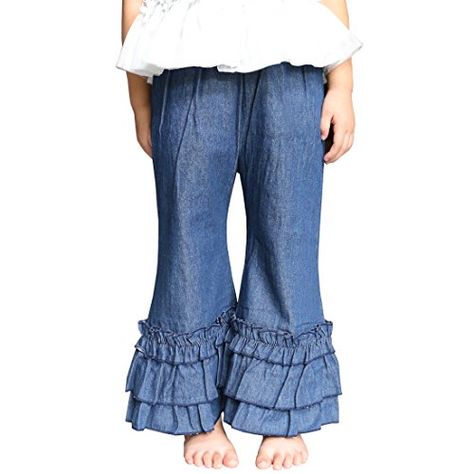 Wennikids Infant Toddler Baby-girls Denim Fancy Ruffle Fl... Toddler Pants Girl, Hipster Jeans, Toddler Pants, Ruffle Pants, Cute Pants, Light Blue Jeans, Jeans Kids, Girls Denim