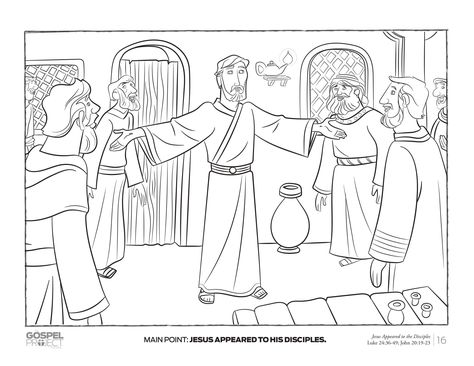 From https://www.parkchurchdenver.org/wp-content/uploads/2020/04/Easter-Coloring-Page.pdf Jesus Appears To The Disciples Craft, Jesus Appeared To The Disciples Craft, Jesus Appears To His Disciples, Disciples Craft, Luke 9, Easter Coloring, Jesus Heals, Bible Crafts For Kids, Sunday School Activities