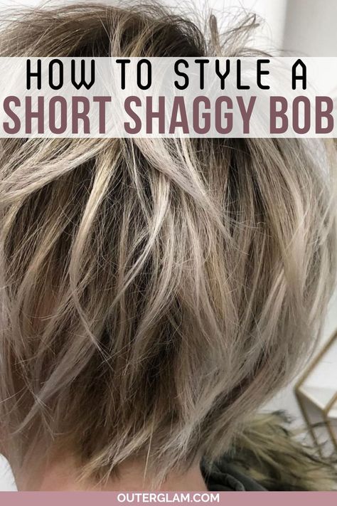 Choppy Bob Hairstyles For Thinning Hair, Shaggy Stacked Bob Haircut, Short Shaggy Layered Bob, Short Bob Hairstyles For Thick Hair Choppy Layers, How To Style Short Stacked Bob, Styling Choppy Bob How To, Styling A Short Shag Haircut, How To Style A Choppy Bob Tutorial, Styling A Textured Bob