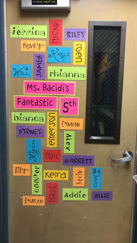 Student Names Wordle - brighten up your classroom door and welcome a new year of students! Collaborative Classroom Door, Welcome Back To School Bulletin Boards With Student Names, Classroom Door With Names, Student Names On Door, Classroom Door Names, Student Names Bulletin Board, Happy New Year Classroom Door Ideas, 5th Grade Door Decorations, 3rd Grade Door Decoration Ideas