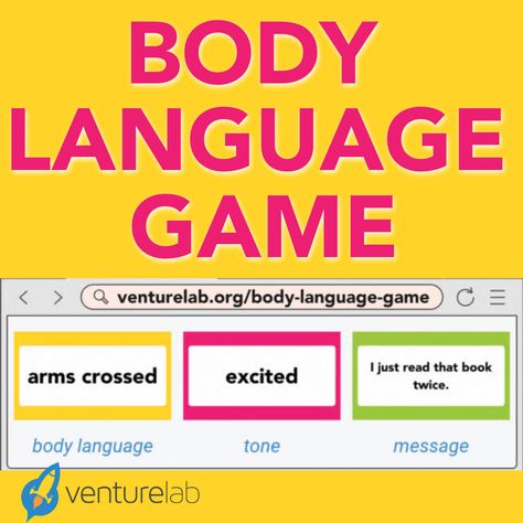 Discover the power behind your words with VentureLab's free Body Language Game! 🗣💬 Dive into the online game and realize how tone and body language can shape your message. Play now: https://rfr.bz/p6qtlyu #BodyLanguage #VentureLab #OnlineGame #Communication #PowerOfWords #FreeResource #LearnAndGrow #SpeakEffectively Communication Games For Kids, Family Therapy Activities, Mindful Communication, Communication Games, Free Teacher Resources, Games To Play With Kids, Social Skills Activities, Stem Crafts, Language Works