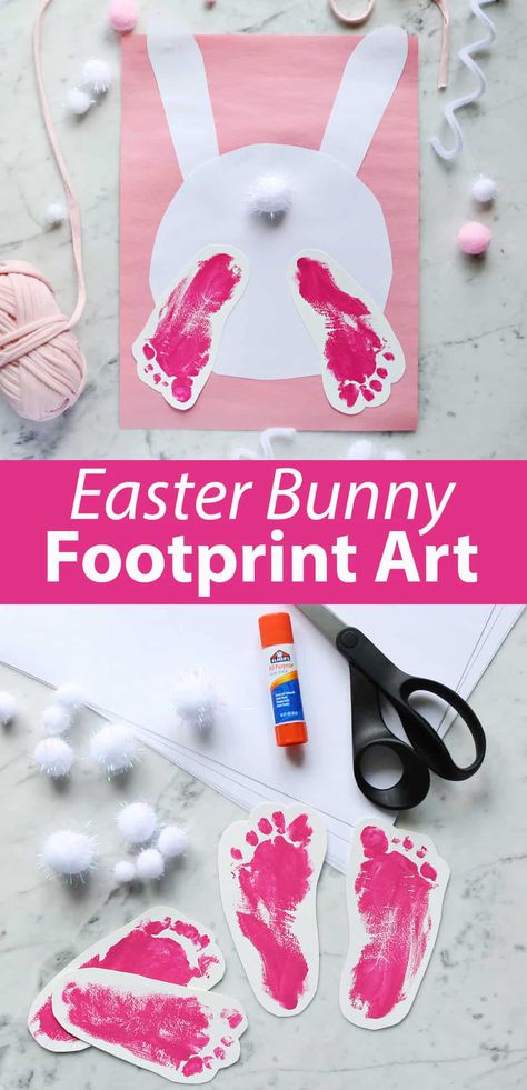 Easter Bunny Footprint Art - Childhood Magic Easter Bunny Footprints, Easter Songs, Easter Cake Decorating, Easter Party Favor, Footprint Craft, Free Printable Games, Easter Books, Valentine's Day Printables, Easter Bunny Crafts