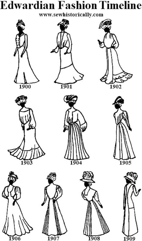 Edwardian fashion was characterized by the new S-bend corset and pouter pigeon shape. It was an era of luxury with elegant dresses and expensive fabrics. Pouter Pigeon, Expensive Fabrics, Edwardian Era Dress, Edwardian Era Fashion, History Bounding, 1900 Fashion, Fashion Timeline, 1900s Fashion, Edwardian Dress