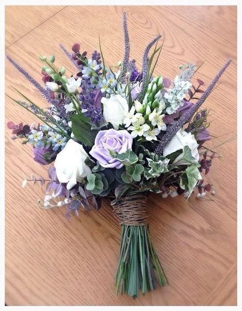 Boho Rustic Wedding Bouquets That Really Inspire Artificial Wedding Bouquets, Purple Wedding Bouquets, Purple Succulents, Lavender Bouquet, Rustic Wedding Bouquet, Lilac Wedding, Purple Wedding Flowers, Lilac Lavender, Succulent Wedding