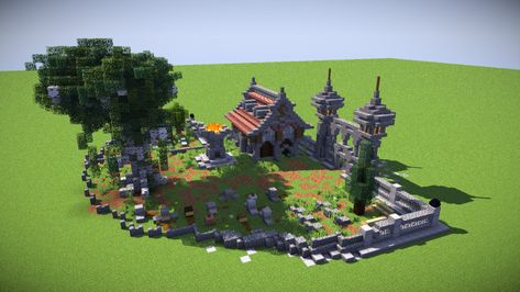 Medieval Mondays #8: Cemetery Minecraft Project Chalet Minecraft, Villa Minecraft, Minecraft Kingdom, Minecraft Building Guide, Minecraft Decoration, Minecraft Structures, Minecraft Interior Design, Minecraft Cottage, Easy Minecraft Houses