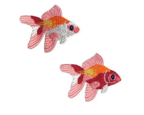 Etsy :: Your place to buy and sell all things handmade Fish Motifs Embroidery, Embroider Idea, Japan Embroidery, Cute Goldfish, Stitching Diy, Fish Embroidery, Decorative Embroidery, Relief Design, Patch Embroidery