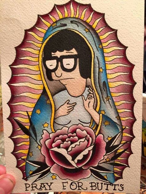 Amen Tina Belcher Tattoo, Removing Tattoos, Tattoo Memes, Tina Belcher, Word Tattoo, Egyptian Mummies, Pressed Paper, Funny Tattoos, Cartoon Tattoos