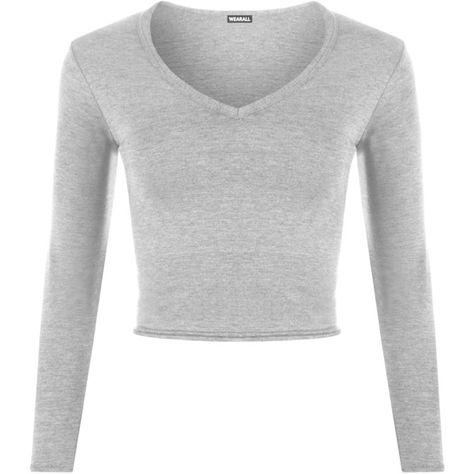 WearAll V-Neck Long Sleeve Basic Crop Top ($15) ❤ liked on Polyvore featuring tops, light grey, form fitting tops, stretchy crop top, stretchy long sleeve tops, long sleeve tops and stretch top Ladies Crop Top, V Neck Long Sleeve Top, V Neck Crop Top, Stretchy Crop Tops, Basic Crop Top, Form Fitting Tops, Crop Top Long Sleeve, Crop Top Long, Stretchy Tops