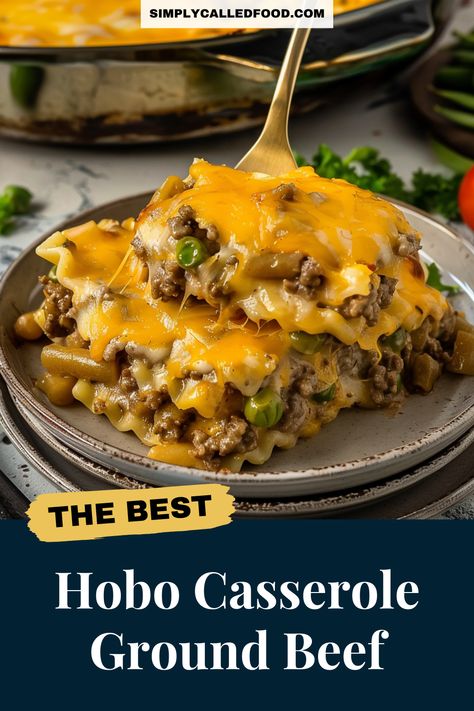 Hobo casserole ground beef recipe is a delightful dinner experience. This simple dish features ground beef, potatoes, and plenty of vegetables, making it a hearty choice. You can whip it up quickly in the oven or let it simmer in the crock pot for a slow cooker version. It's an easy, healthy dinner recipe that fits perfectly into your busy lifestyle while offering the best homemade flavors. Check out this hobo casserole ground beef recipe and more ground beef recipes at SimplyCalledFood.com. Hobo Pie Recipes Dinners, Ground Beef Recipes For Dinner Crock Pot, Ground Beef Oven Recipes, Hobo Casserole Ground Beef, Hamber Recipes Ground Beef, Crock Pot Ground Beef Recipes, Ab Recipes, Hamburgers Recipes, Hobo Packets