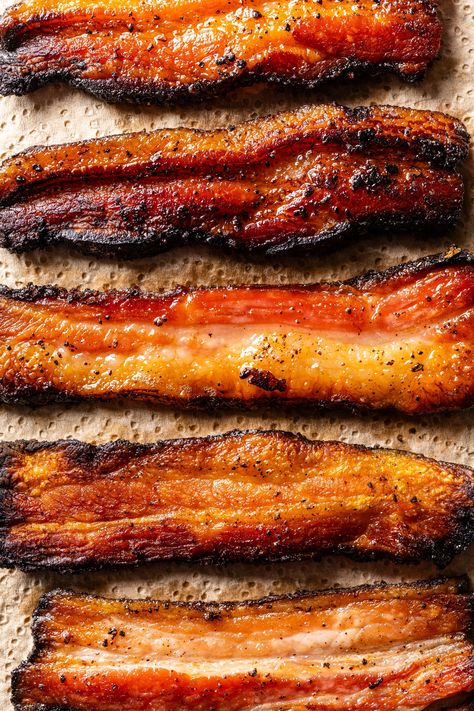 Flavored Bacon Recipes, Thick Bacon, Oven Cooked Bacon, Curing Bacon, Candied Bacon Recipe, Cooks Country Recipes, Curing Salt, Homemade Bacon, Brown Sugar Bacon