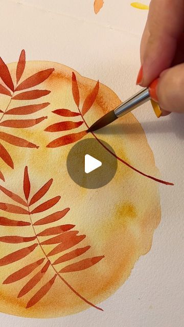 𝓝𝓮𝓰𝓲𝓷 𝓐𝓻𝓶𝓸𝓷 on Instagram: "Easy watercolor painting practice, painting autumn leaves 🍁 Start by a wet on wet technique to create a background . Let it dry and paint in leaves with a darker color. Add some splatter paint and paint smaller leaves to create pattern. Use a pointy round brush to easily paint the leaves with one single movement. #watercolortechnique #watercolorpainting #watercolortutorial #paintwithme #creativity #creativecontent #paintingfun #autumnillustration #autumnpainting #aqu Wet On Wet Technique, Practice Painting, Easy Watercolor Painting, Watercolor Autumn Leaves, Painting Practice, Splatter Paint, Autumn Illustration, Watercolor Paintings Easy, Painting Easy