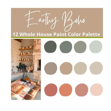 Boho Paint Colors Sherwin Williams, Earthy Boho Paint Colors, Earthy Paint Colors, Boho Paint Colors, Paint Colors Sherwin Williams, Terracotta Color Palette, Evergreen Fog, Farmhouse Reno, Living Colors