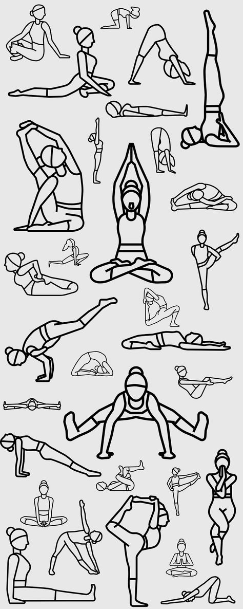 Yoga Pose Sketch Art, Drawing Of Yoga Poses, Yoga Prints Art, Yoga Poses Illustration Asana, Draw Yoga Poses, Yoga Poses Sketch, Yoga Drawing Easy, Yoga Poses Drawing Art, Yoga Drawing Illustrations