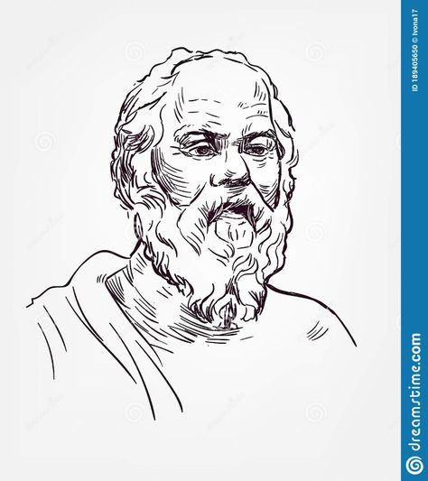 Socrates Drawing, Socrates Aesthetic, Socrates Tattoo, Socrates Art, Vector Portrait Illustration, Face Proportions, Line Sketch, Face Portrait, Tattoo Portfolio