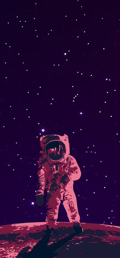 Pink Astronaut, Purple Night Sky, Purple Night, Astronaut Wallpaper, Valentines Gift Bags, Astronaut Art, Iphone Photo App, Pink Moon, Black Aesthetic Wallpaper