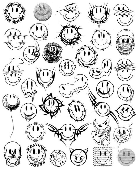 Smiley Face Tattoo, Smile Tattoo, Blackwork Designs, Tattoo Collection, Face Tattoo, Flash Art, Life Tattoos, Colouring Pages, Digital Magazine