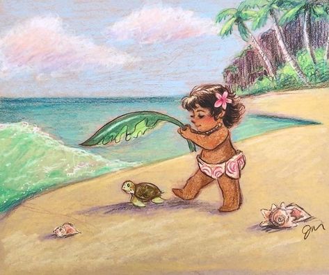 Moana Illustrations, Moana Turtle, Moana Painting, Moana Watercolor, Moana Drawing, Moana Art, Turtle Project, Small Widget, Helloween Wallpaper