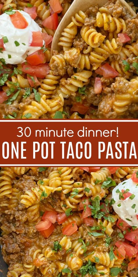 Dinner Ideas With Hamburger Meat Pasta, One Pot Pasta Recipes Beef, Broke Dinner Recipes, One Pot Mexican Pasta, Pasta With Salsa, Simple Taco Pasta, Meals With Pasta Noodles, Ground Beef And Salsa Recipes, Taco Spaghetti Ground Beef