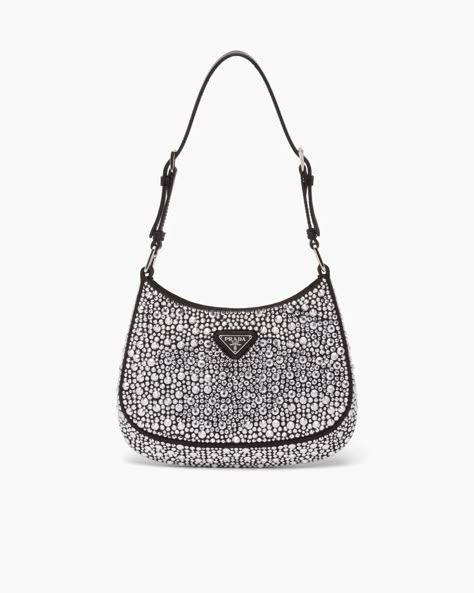 Metal Prada Cleo satin bag with appliqués | Prada Prada Cleo, Catty Noir, Bag Prada, It Bag, Satin Bags, Carrie Bradshaw, Crystal Embellishment, Cute Bags, Prada Bag