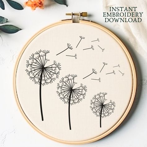 Dandelion Hand Embroidery PDF Printable Dandelion Head Hand Embroidery Pattern Modern Dandelion Seed Embroidery Download Pattern Make A Wish Embroidery Download, Dandelion Seed, Pattern Modern, Hand Embroidery Pattern, Hand Embroidery Stitches, Embroidery Inspiration, Embroidery Pattern, Make A Wish, Shop Home