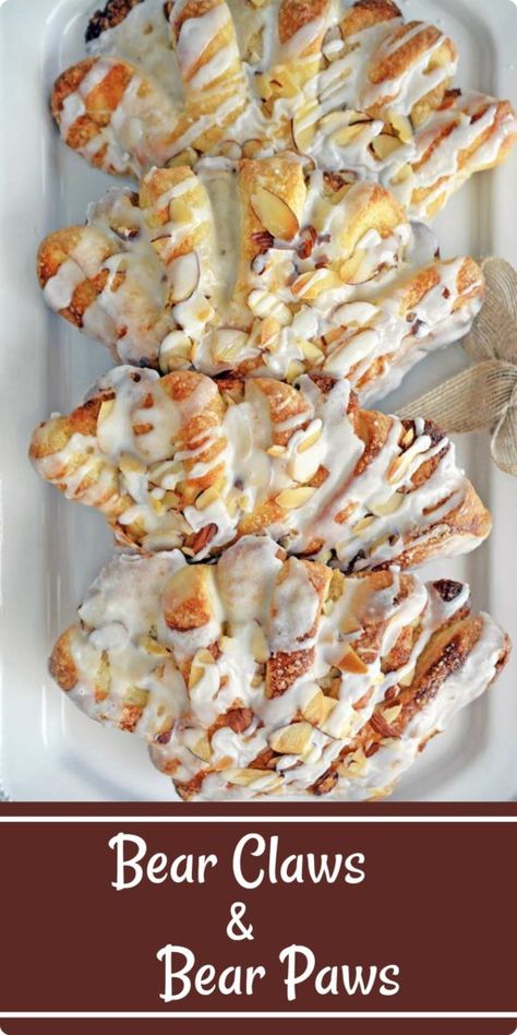 Bear Claw Recipe, Almond Filling, Breakfast Sweets, Bear Claw, Bear Claws, Breakfast Pastries, Homemade Breakfast, Puff Pastry Recipes, Pastry Desserts