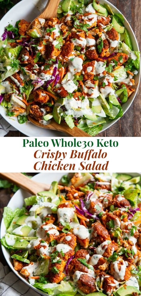 Pan Fried Chicken Tenders, Cilantro Ranch Dressing, Cilantro Ranch, Recipes With Cool Whip, Keto Salad, Buffalo Chicken Salad, Fried Chicken Tenders, Whole30 Keto, Resep Salad