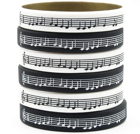 PRICES MAY VARY. Pack of 6 silicone rubber bracelets engraved with Beethoven's 9th Symphony theme Includes 3 each of 2 different colors: black with white music notation, and white with black music notation Unisex adult size of 8 inches around fits most men, women, and teen wrist sizes These silicon wristbands are slightly elastic and can be worn daily without snagging or causing discomfort. A suitable gift for musicians, music lovers, music teachers and students, these bracelets are a modern tak Clarinet Accessories, Scene Jewelry, Emo Accessories, Music Appreciation, Love My Best Friend, Music Notation, Music Teachers, Rubber Bracelets, Music Jewelry