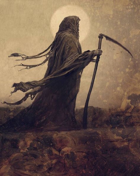 Scythe Tattoo, Grim Reaper Scythe, Grim Reaper Tattoo, Reaper Art, Reaper Tattoo, Grim Reaper Art, Dark Paintings, Horror Vintage, The Grim Reaper