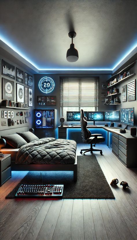 🏠 Transform Your Teen's Space: 21 Epic Teenage Male Bedroom Decorating Ideas! 🚀 Futuristic Bedroom Ideas, Gaming Bedroom Ideas, Teenager Bedroom Design, Futuristic Bedroom, Gaming Bedroom, Gamer Bedroom, Teenager Bedroom Boy, Teenage Boy Room, Fall Bedroom Decor