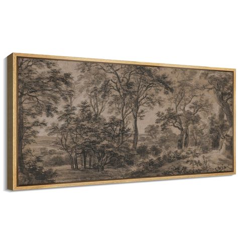 SIGNFORD Extra Large Framed Canvas Print Wall Art Vintage Forest Landscape in Sepia Tones Illustrations Modern Art Calm Warm for Living Room, Bedroom, Office - 60"x30" Farmhouse Interior Artwork, Oversized Wall Art Living Room Farmhouse, Large Scale Wall Art Vintage, 35 X 35 Rustic Wall Art, Vintage Modern Farmhouse Wall Art, Farmhouse Large Wall Art, Primitive Canvas Wall Art Extra Large, Kirklands Large Canvas, Rustic Luxe Art