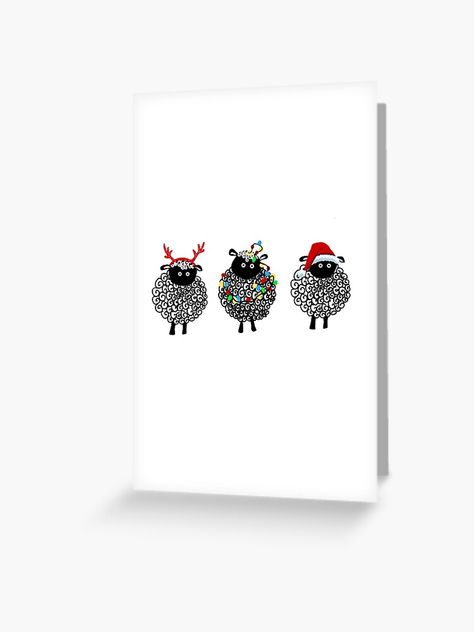 "Festive Christmas sheep " Greeting Card for Sale by Sinead O'neill Christmas Sheep, Sheep Cards, Christmas Card Art, Diy Christmas Cards, Handmade Birthday Cards, Christmas Cards Handmade, Xmas Cards, Festive Christmas, Figure Drawing