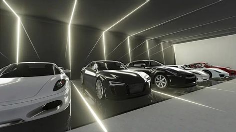 Car Showroom Design, Garage Design Interior, Luxury Car Garage, Underground Parking, Underground Garage, Luxury Garage, Garage Interior, Garage Lighting, Car Showroom