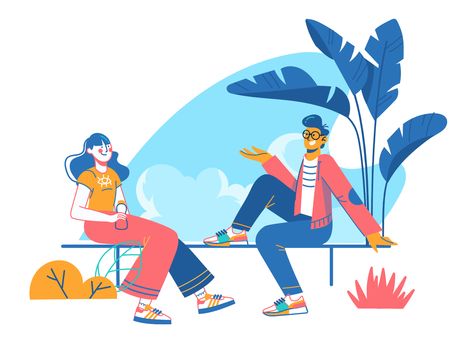 Friendly Encounter by zara magumyan - Dribbble Friendly Illustration, And Quotes, Flat Design Illustration, Work With Animals, People Illustration, Flat Illustration, Illustration Character Design, Design Reference, Free Illustrations