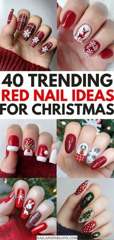 Cute Christmas Gel Nails, Burgundy Christmas Nails, Elegant Red Nails, Chrome Red Nails, Christmas Fingernails, Christmas Fingernails Designs, Christmas Nails Ideas, Christmas Nail Polish, Black And White Nail Designs