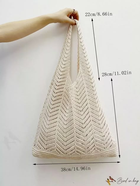 BirdinBag - Large Capacity Hollow Out Crochet Bag Perfect for Shopping and Vacation Crochet Shopping Bag, Khaki Tote Bag, Eco Friendly Backpack, Crochet Hobo Bag, Bags Pattern, Crochet Bedspread Pattern, Crochet Bedspread, Crochet Tops Free Patterns, Stylish Shoulder Bag