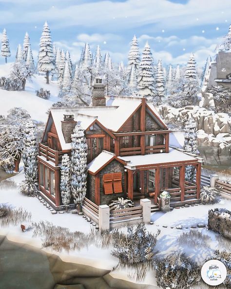 Winter Cabin || no CC Hello! This is my contribution for the #frostywintercollab hosted by @iamcowplant & @jennloves2build ❄️ For this cozy wintery themed collab I built this warm wood cabin in Windenburg ✨ Make sure to check out the hashtag so you won't miss any build of this collab! All the members did such a great job 🤍 I hope you like! #TheSims4 Sims 4 Cabin Layout, Sims 4 Ski Lodge, Sims 4 Cabin Interior, Sims 4 Log Cabin, Sims 4 Windenburg Build, Sims 4 Winter House, Sims 4 Cabin House, Bloxburg Winter Cabin, Cabin Sims 4