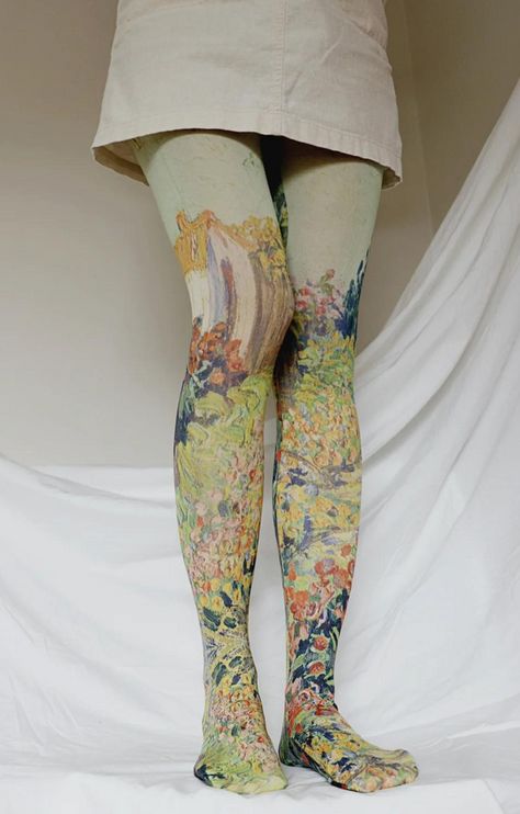 Tabbisocks Printed Tights – NARASOCKS Funky Tights, Printed Tights, Patterned Tights, I'm With The Band, Womens Tights, Look Cool, Van Gogh, Pretty Outfits, Made In Japan