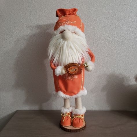 Crown Royal Gnomes, Peach Crown Royal, Crown Royal Diy, Crown Royal Bottle, Afghan Loom, Crown Royal Bags, Gnome Home, Vintage Nurse, Wine Bottle Art