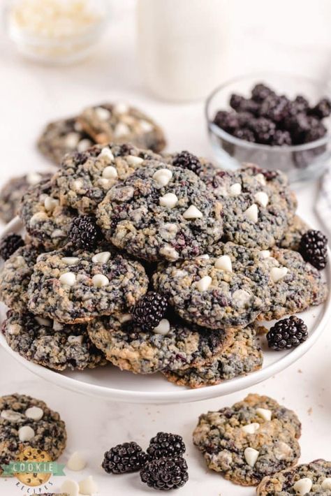 BLACKBERRY OATMEAL COOKIES - Family Cookie Recipes Oatmeal Blackberry, Chewy Oatmeal Cookies Recipe, Chewy Oatmeal Cookie, Blackberry Oatmeal, Blackberry Cookies, Strawberry Shortcake Cookies, Oatmeal Cookie Recipe, Best Oatmeal Cookies, Dessert Squares