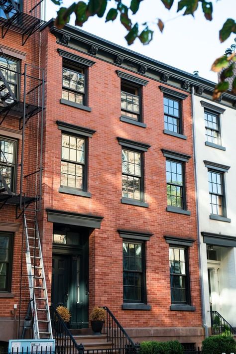 Nyc Townhouse Exterior, Industrial Warehouse Home, Savannah Georgia Homes, Brownstone Homes, Barnwood Floors, Nyc Townhouse, Street Townhouse, Townhouse Exterior, Brooklyn House