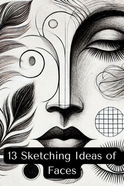 Master portraiture with 13 sketching ideas of faces. Whether you’re sketching realistic portraits or experimenting with abstract styles, these ideas will guide your facial sketching practice. Abstract Face Art Drawings, 100 Drawing Ideas, Sketching Realistic, Face Portraits, Sketching Practice, Face Outline, Sketching Ideas, Blank Canvas, Abstract Styles