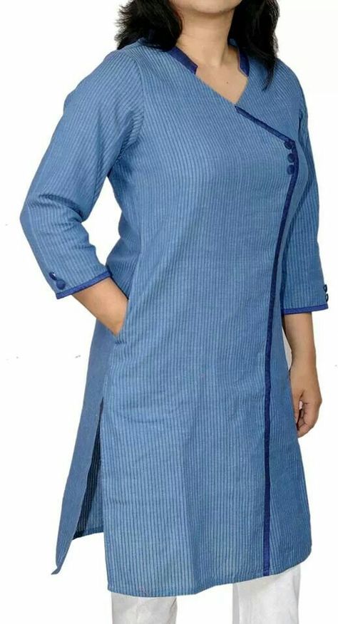 Kurta Uniform Kurti Design, Salwar Kameez Neck Designs, Latest Kurta Designs, Brocade Blouse Designs, Simple Frock Design, New Kurti Designs, Simple Kurta Designs, Designer Kurti Patterns, Simple Kurti Designs