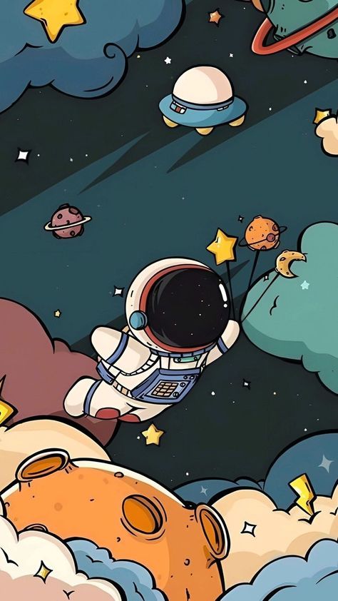 Cute Astronaut Wallpaper Iphone, Cute Space Themed Wallpapers, Galaxy Ipad Wallpaper, Cute Astronaut Wallpaper, Space Theme Wallpaper, Spaceman Art, Wallpaper Astronaut, Illustration Astronaut, Astronaut Theme