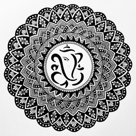 Ganesha is considered to be the Lord of Letters and Learning. Mandala Art With Ganesha, Lord Ganesh Mandala Art, Mandala Drawing Of Ganesha, Latest Mandala Art Designs, Ganesh Mandala Art Easy, Mandala Ganesha Art, Lord Ganesha Mandala Art, Ganpati Mandala Art, Shiva Mandala Art