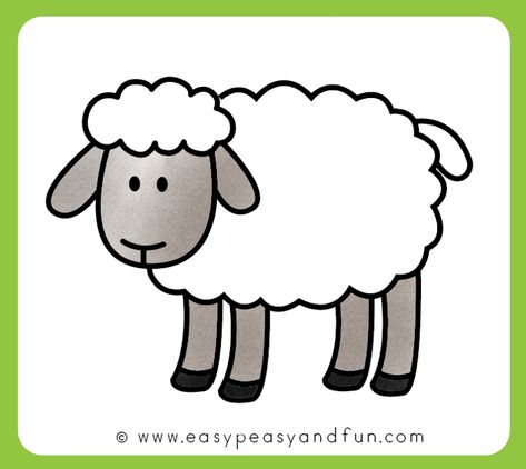 How to Draw a Sheep - Step by Step Sheep Drawing Tutorial - Easy Peasy and Fun Drawing Of Sheep, Draw A Sheep, Draw Sheep, Sheep Printable, How To Draw Sheep Step By Step, How To Draw Sheep, Sheep Cute Drawing, Sheep Pictures Drawing, Easy Lamb Drawing