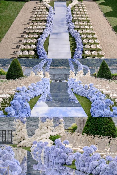 Blue Wedding Ceremony, Wedding Ceremony Florals, Portuguese Wedding, Ceremony Florals, Dream Wedding Reception, Dream Beach Wedding, Como Wedding, Surrounded By Flowers, Wedding Elements